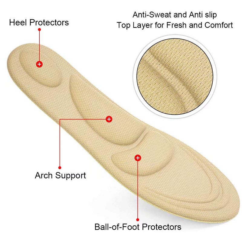 Dr.Foot Dr. Foot's Arch Support Insoles, Help Against Plantar Fasciitis, Metatarsal and Heel Pain, Diabetic Anti-Sweat Foam Comfortable Insoles for Shock Absorption (L | 7~12 US Men's, Beige) - Image 3